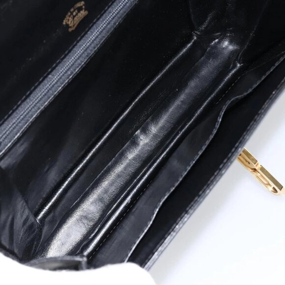 GUCCI Shoulder Bag Leather Black Gold Auth ep11506 - Picture 12 of 16